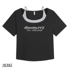 Áo thun BIGSIZE QCCC cổ yếm chất đẹp co giãn nhiều tôn sáng eo thon - 18385 - Đen