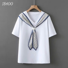 Áo thun thuỷ thủ, cổ tim  00270 BIGSIZE Quảng Châu- 18400- TRẮNG