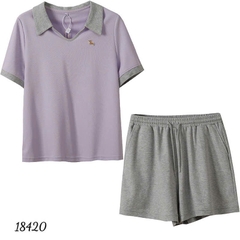 NEW.10- 18420 - Ss. Polo cổ V--00496- Tím