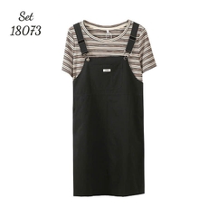 NEW.10- 18073 SY. Set A.sọc + yếm 00560 ĐEN