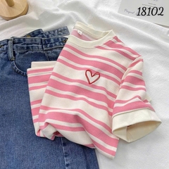 18102 A. Sọc 00288 thêu tim - HỒNG