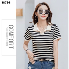 S-0030--18756 A.Polo sọc 00252 - ĐEN
