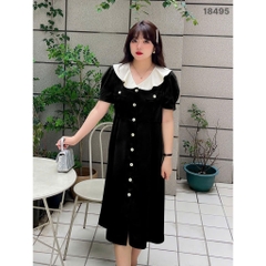 S-0020- 18495-- Đầm cổ bèo 00360 - ĐEN