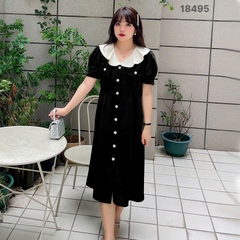 S-0020- 18495-- Đầm cổ bèo 00360 - ĐEN