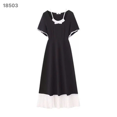 S-0020- 18503--Đầm cổ yếm- 00440 Đen D.ĐẠI Tiec Tiệc