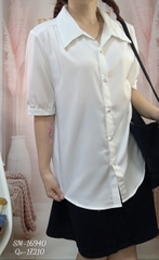 Sơ mi vải lụa BIG SIZE QC màu trơn Tay ngắn- 16940- TRẮNG