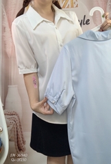 Sơ mi vải lụa BIG SIZE QC màu trơn Tay ngắn- 16940- TRẮNG
