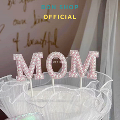 Topper Chữ Love-Mom-Baby Ngọc Trai