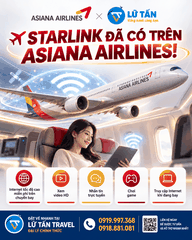 Asiana Airlines và Starlink: kết nối Wi-Fi trên chuyến bay