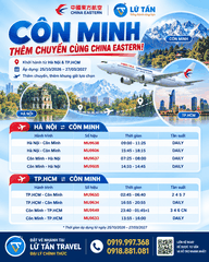 China Eastern tăng chuyến Hà Nội, TP.HCM đi Côn Minh