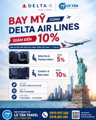Delta Air Lines ưu đãi vé đi Mỹ đến 10% 2026