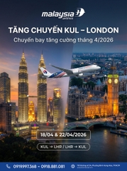 Malaysia Airlines Tăng Chuyến Kuala Lumpur London 04/2026