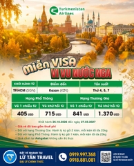 Turkmenistan Airlines: vé TP.HCM đi Nga từ 405 USD