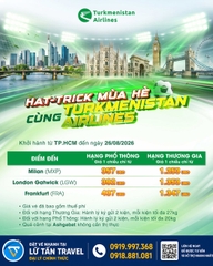 Turkmenistan Airlines vé châu Âu từ 357 USD 2026
