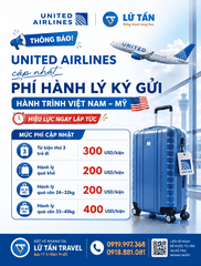 United Airlines cập nhật phí hành lý đi Mỹ 2026