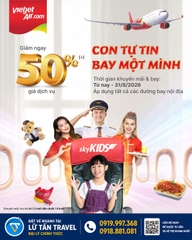 Vietjet giảm 50% dịch vụ Sky Kids 2026