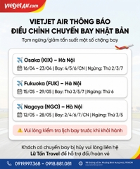 Vietjet Air Điều Chỉnh Chuyến Bay Nhật Bản Tháng 4 – 5/2026