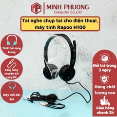 Tai Nghe Có Dây Chụp Tai Rapoo H100 (Black) - Thiết Kế Tối Ưu Cho Cảm Giác Êm Tai