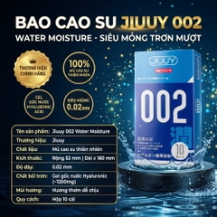 Bao cao su Jiuuy 002 Water Moisture siêu mỏng nhiều gel hộp 10 chiếc