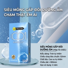 Bao cao su Meleon 001 Thin And Moist siêu mỏng nhiều gel hộp 10 chiếc