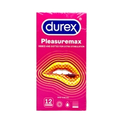 Bao cao su Durex Pleasuremax gân và điểm nổi hộp 12 chiếc