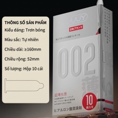 Bao cao su Jiuuy 002 Light Sensation siêu mỏng hộp 10 chiếc