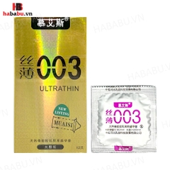 Bao cao su siêu mỏng Muaisi 0.03 Vàng hộp 12 chiếc Ultrathin chính hãng