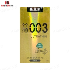 Bao cao su siêu mỏng Muaisi 0.03 Vàng hộp 12 chiếc Ultrathin chính hãng