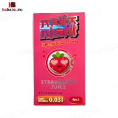 Bao cao su siêu mỏng Nakanishi Dâu hộp 4 chiếc chính hãng