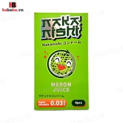Bao cao su siêu mỏng Nakanishi Dưa Lưới hộp 4 chiếc chính hãng