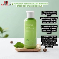Nước hoa hồng Innisfree Green Tea Balancing Skin EX 200ml chính hãng