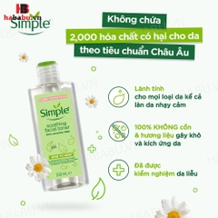 Nước hoa hồng Simple Soothing Facial chai 200ml chính hãng