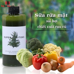 Sữa rửa mặt Wonder Bath Super Vegitoks Cleanser 300ml xanh chính hãng