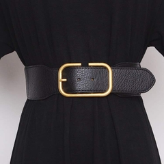 Dây Lưng HimHip Da Thật Phối Chun Khoá Hình Chữ Nhật Mạ Vàng Sang Trọng