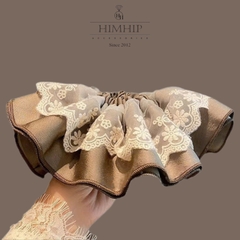 Scrunchies HimHip Bản To Vải Nhún Mix Ren Tiểu Thư 22cm