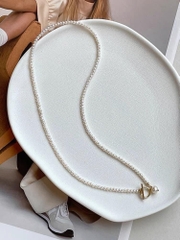 [Thiết Kế] Vòng Cổ HimHip Tinh Thể Ngọc Trai Dáng Trơn Thanh Lịch 38cm