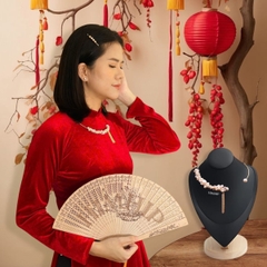 Kiềng Cổ HimHip Trai Dị Ngọc Kết Dị Châu Cao Cấp 15cm Phụ Kiện Áo Dài