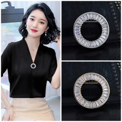 Trâm, Ghim Cài Áo HimHip Vòng Tròn Thanh Lịch HKCC Đính Phale 3,3cm