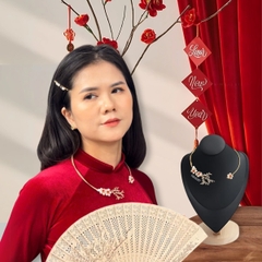 Kiềng Cổ HimHip Trai Thật Hoa Đào Xứ Ngọc Sang Trọng 15cm Phụ Kiện Áo Dài