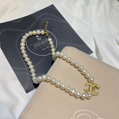 [Thiết kế] Set Trang Sức HimHip Ngọc Trai Thật Vòng Cổ 41cm, Vòng Tay 18+5cm Mặt Chữ Chanel Quý Phái Kèm Túi Hộp