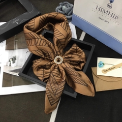 Set quà tặng khăn lụa vuông khổ 70 kèm cài khăn (không kèm cài áo) - 120