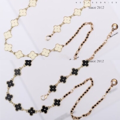 Dây Lưng HimHip Xích Mặt Cỏ 4 Lá 2 Màu Trắng Đen Thanh Lịch 102x2cm