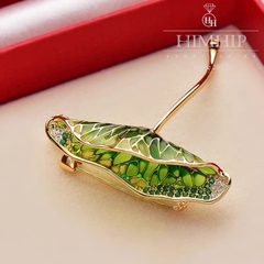 Trâm, Ghim Cài Áo HimHip Lá Sen Quý Phái HKCC Đính Phale 4,5*5cm