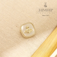 Trâm, Ghim Cài Áo Nhỏ HimHip Mặt Vuông Khảm Trai Gắn Charm Hành Tinh Sang Trọng HKCC Đính Phale 2cm