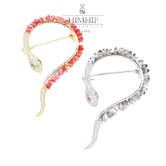 Trâm, Ghim Cài Áo Nam Nữ HimHip Rắn Đá Sang Trọng HKCC Đính Phale 3*5,5cm