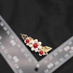Kẹp Mái HimHip Mix Trai Thật Hoa Đào Nhụy Đỏ Thanh Lịch 2x6cm