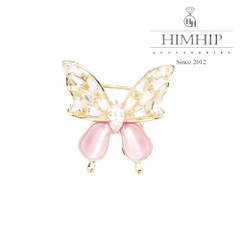 Trâm, Ghim Cài Áo HimHip Cánh Bướm 2 Màu Nhẹ Nhàng HKCC Đính Phale 2,2*2cm