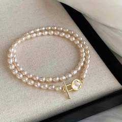 Vòng Cổ HimHip Hạt Giả Trai Mặt Khóa HKCC Mix Khảm Hình Hoa 4 Cánh May Mắn 41+0cm