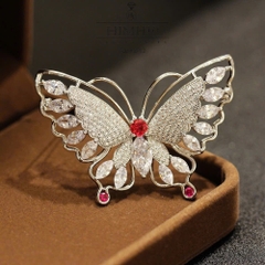 Trâm, Ghim Cài Áo HimHip Bướm Đầu Đỏ Sang Trọng HKCC Đính Phale 4,5*6cm