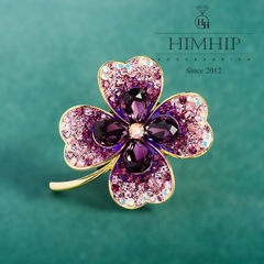 Trâm, Ghim Cài Áo HimHip Hoa 4 Cánh May Mắn HKCC Mix Phale 4x4cm